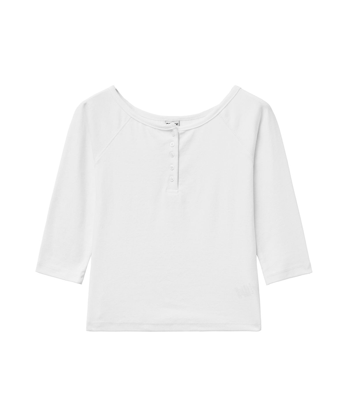 렌세(RENSE) Button Henley Neck Tee White