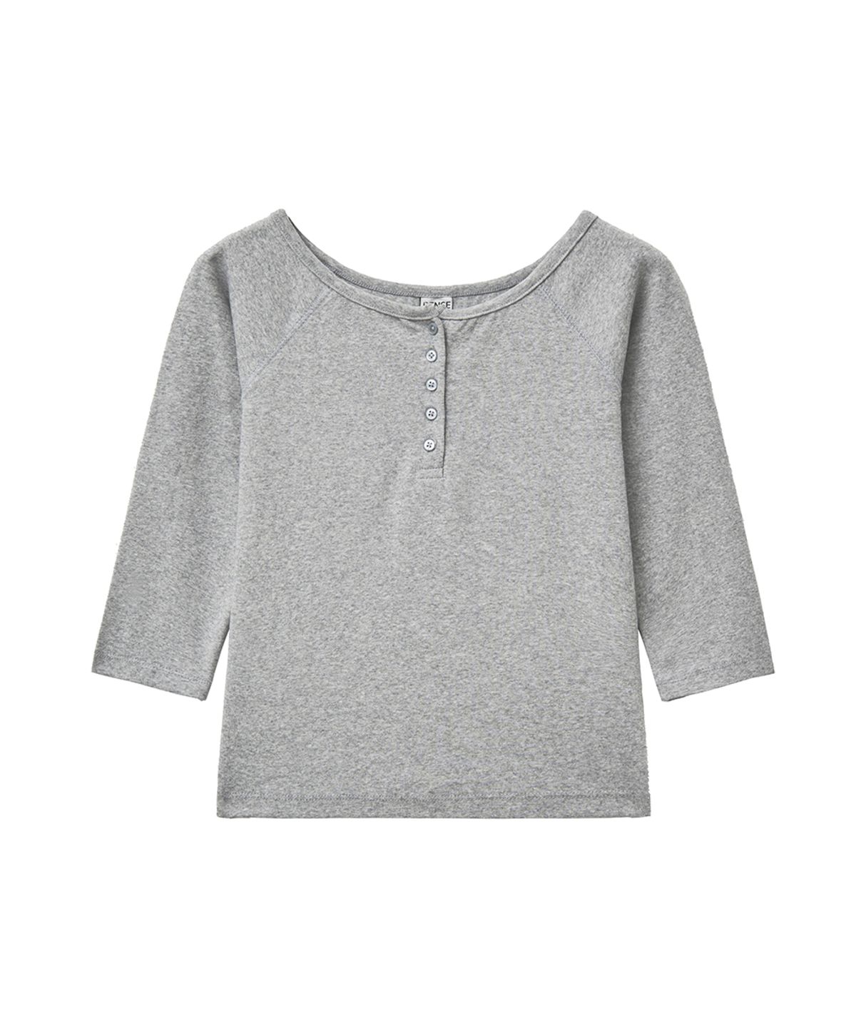 렌세(RENSE) Button Henley Neck Tee Melange Gray