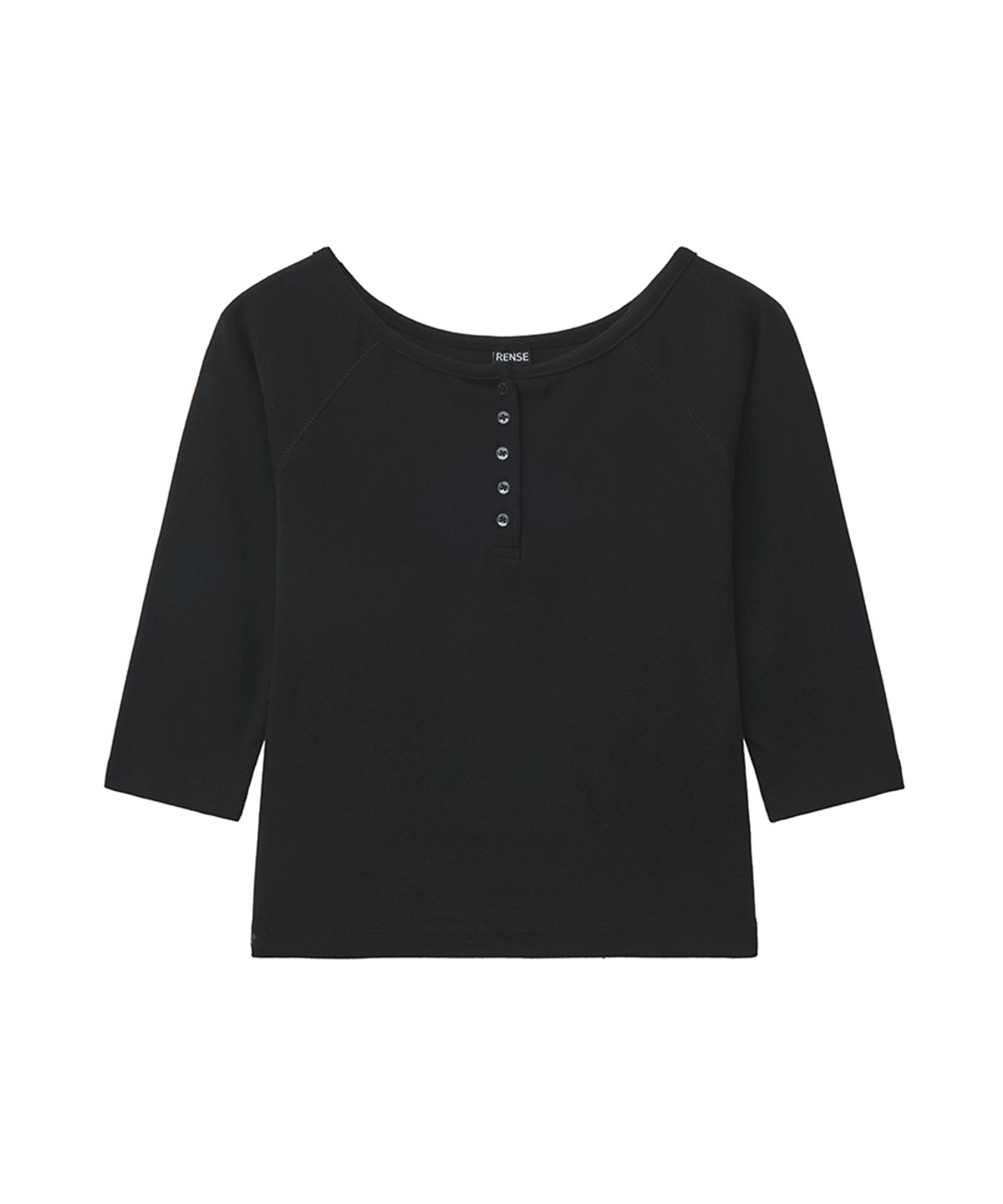 렌세(RENSE) Button Henley Neck Tee Black