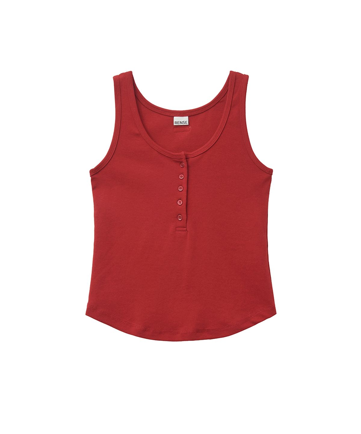 렌세(RENSE) Button Henley Neck Sleeveless Red