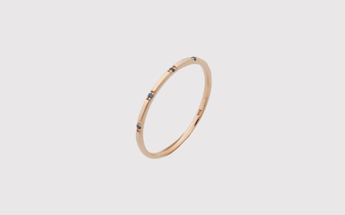 솔앤솔주얼리(SOLNSOL) 14K 심플 청다이아 파이프 링 실반지