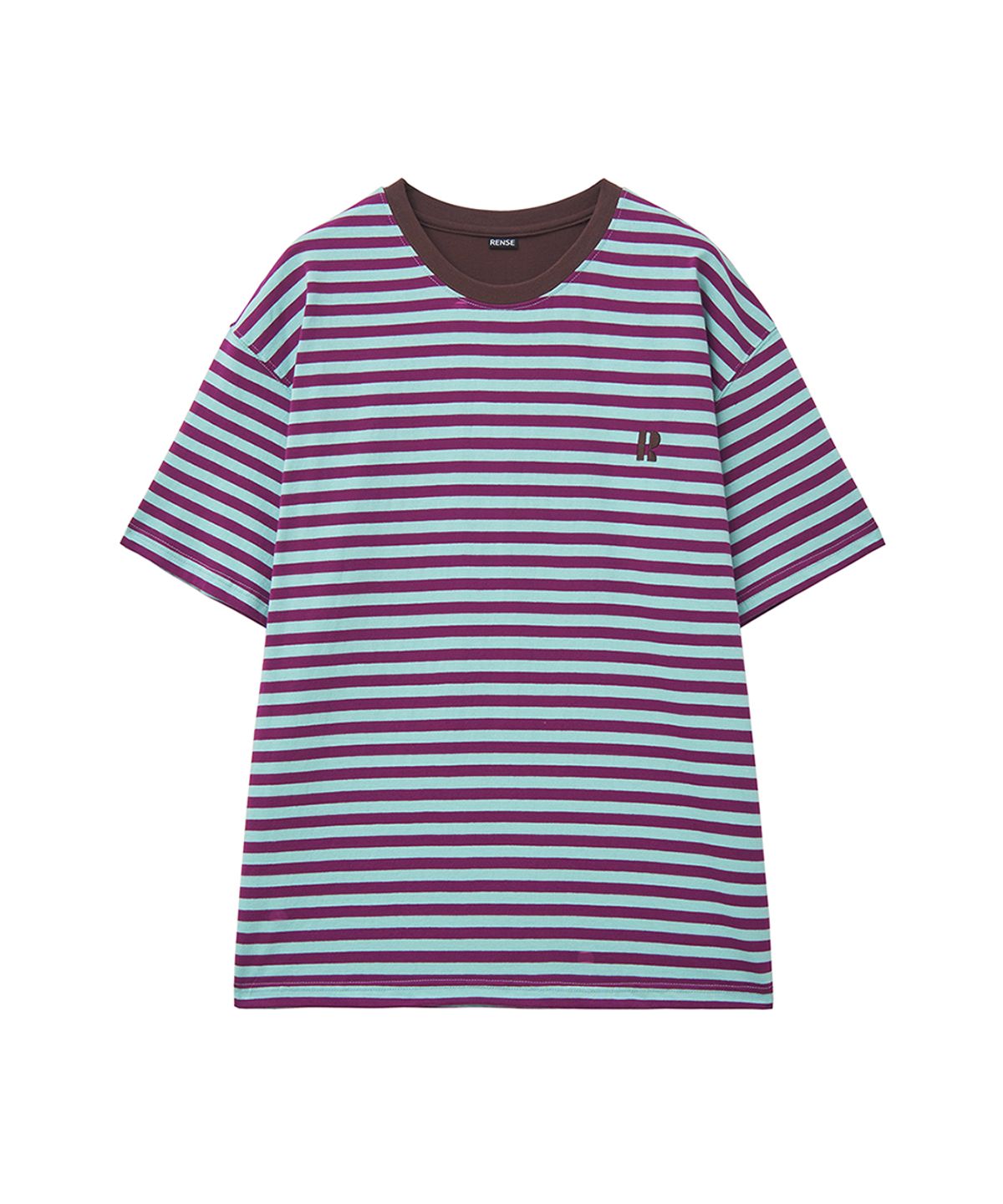 렌세(RENSE) Oversized Logo Stripe Tee Blue