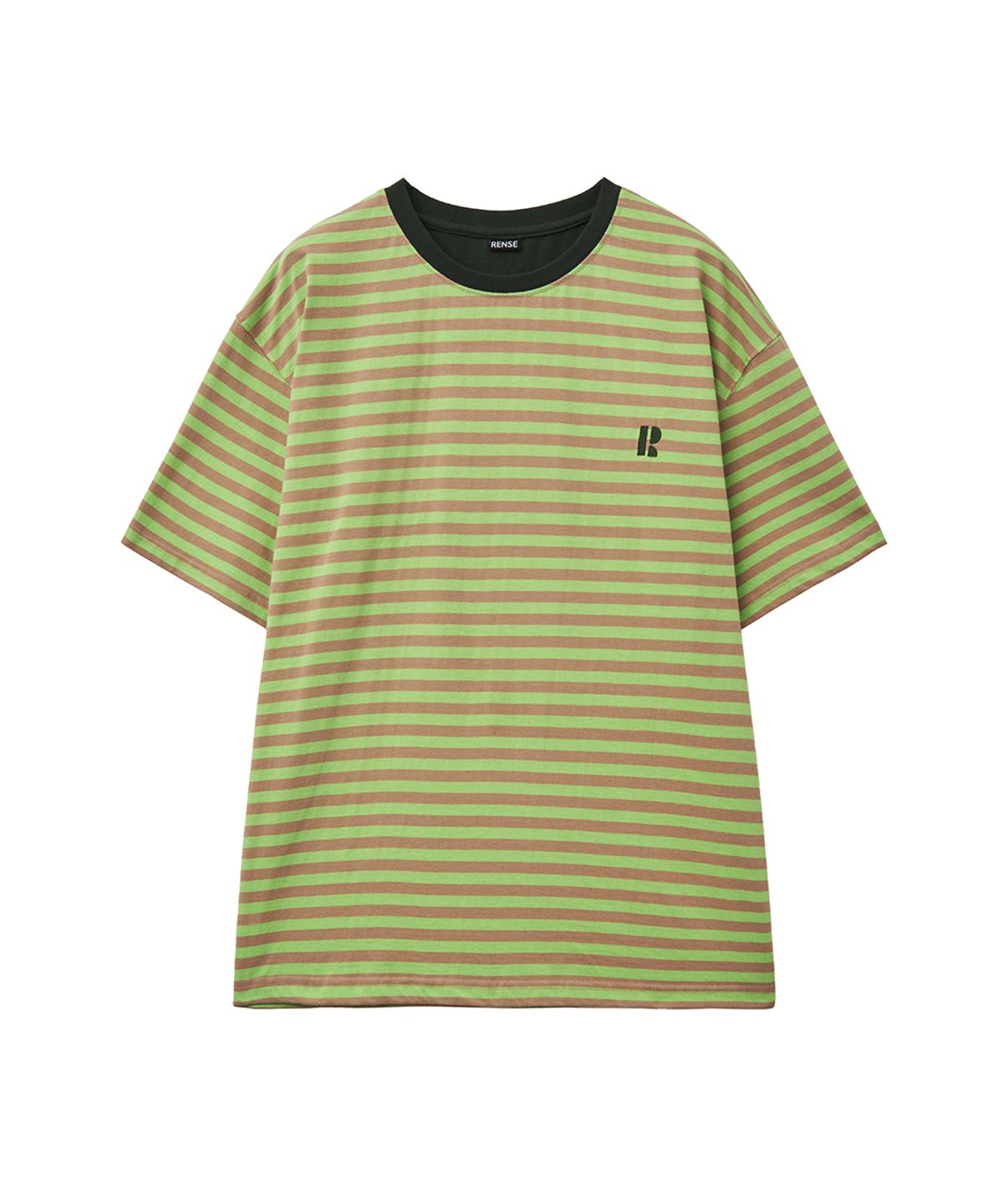 렌세(RENSE) Oversized Logo Stripe Tee Green