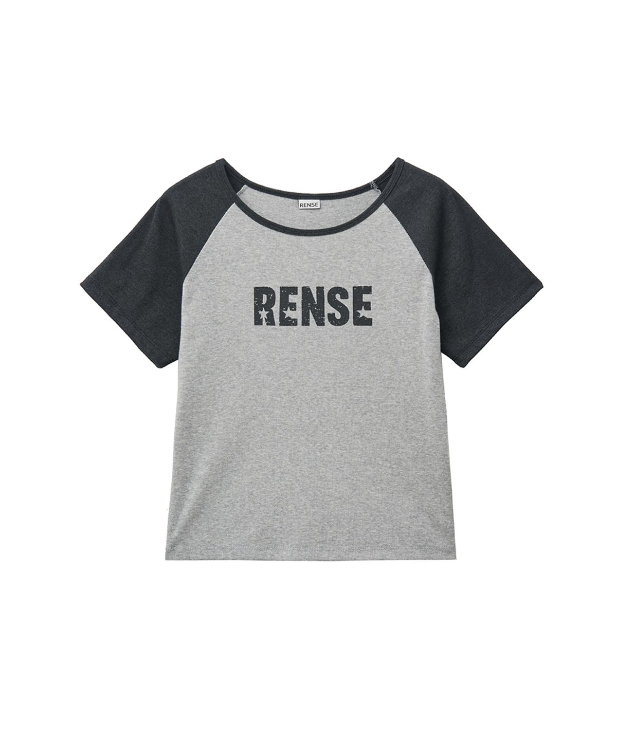 렌세(RENSE) Raglan Color Block Logo Tee Charcoal