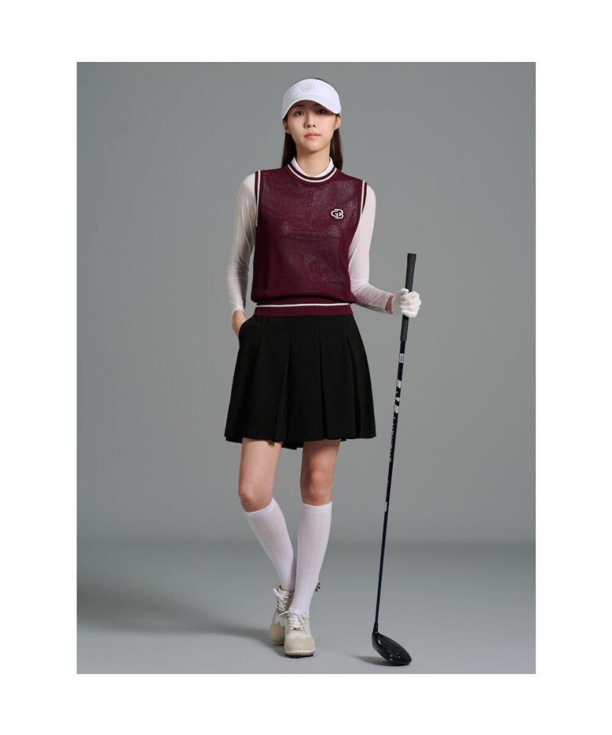 빈폴골프(BEANPOLE GOLF) [B_under] 여성 중기장 맞주름 큐롯 - 블랙
