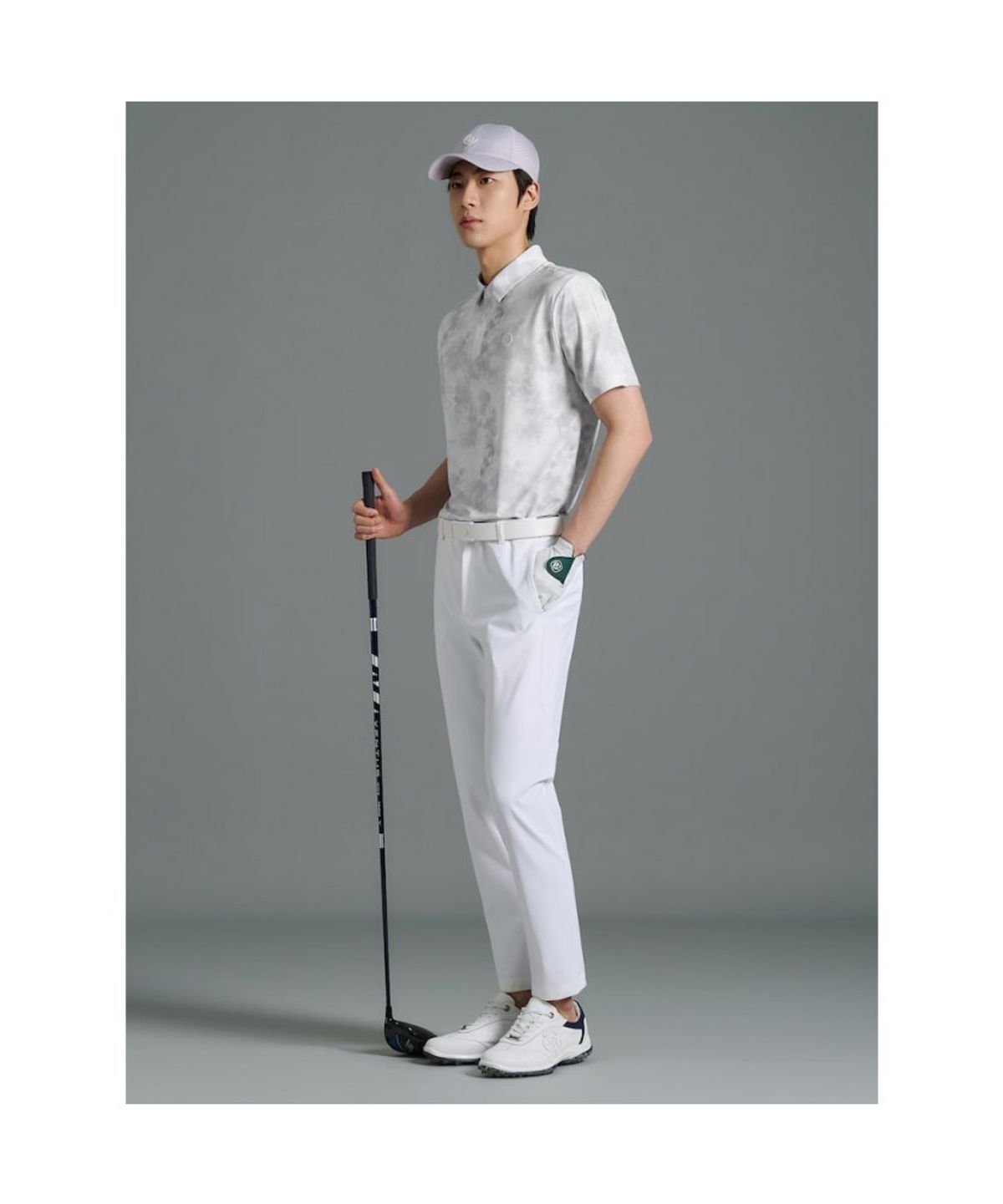 빈폴골프(BEANPOLE GOLF) [B_under] 남성 클라우디 어깨 배색 티셔츠 - 라이트 그레이