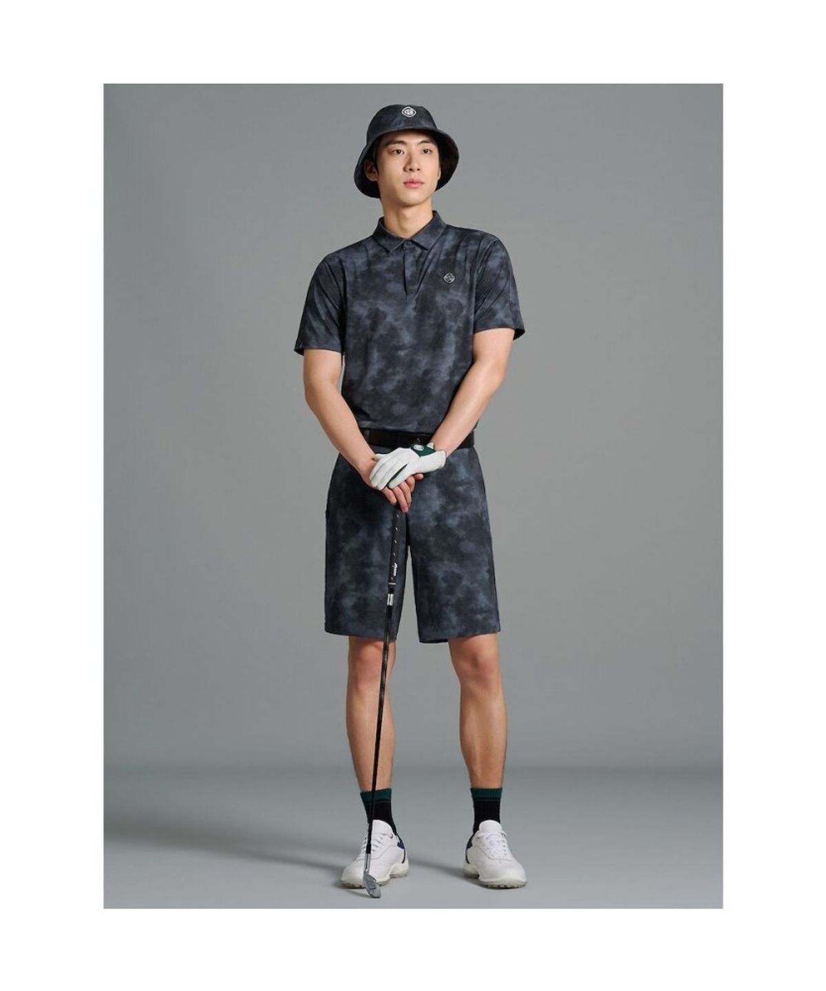빈폴골프(BEANPOLE GOLF) [B_under] 남성 클라우디 어깨 배색 티셔츠 - 블랙