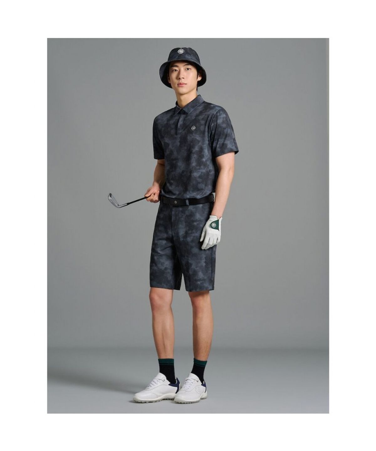 빈폴골프(BEANPOLE GOLF) [B_under] 남성 클라우디 어깨 배색 티셔츠 - 블랙