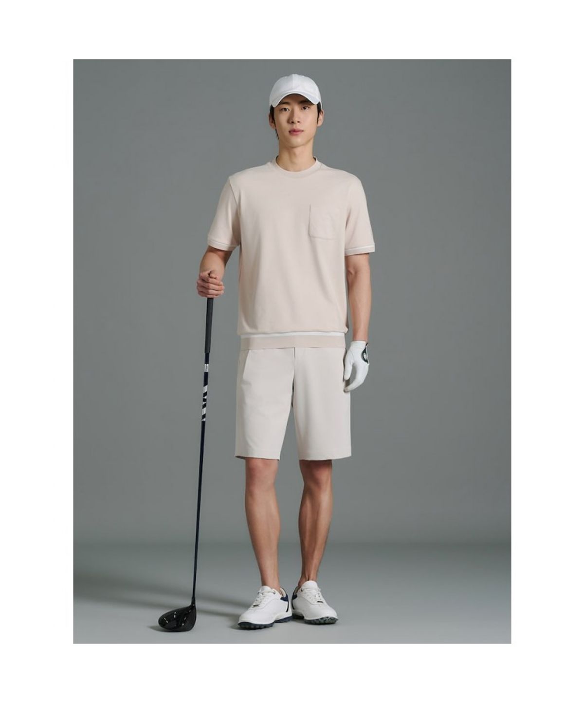 빈폴골프(BEANPOLE GOLF) 남성 소매 배색 라운드 티셔츠 - 베이지