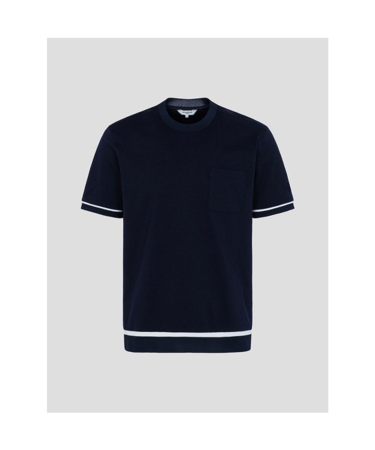 빈폴골프(BEANPOLE GOLF) 남성 소매 배색 라운드 티셔츠 - 네이비