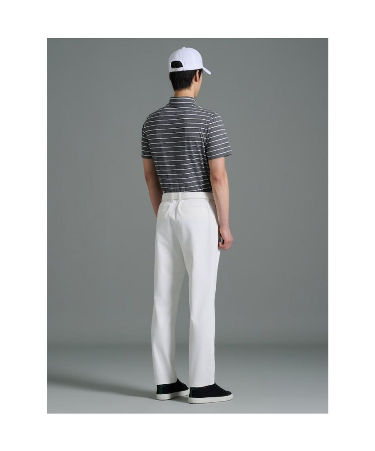 빈폴골프(BEANPOLE GOLF) 남성 스트라이프 반소매 티셔츠 - 그레이