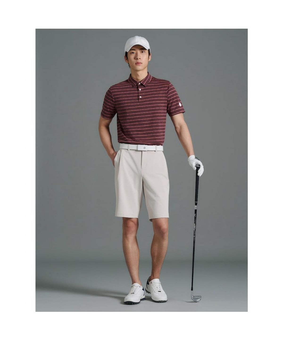 빈폴골프(BEANPOLE GOLF) 남성 스트라이프 반소매 티셔츠 - 레드