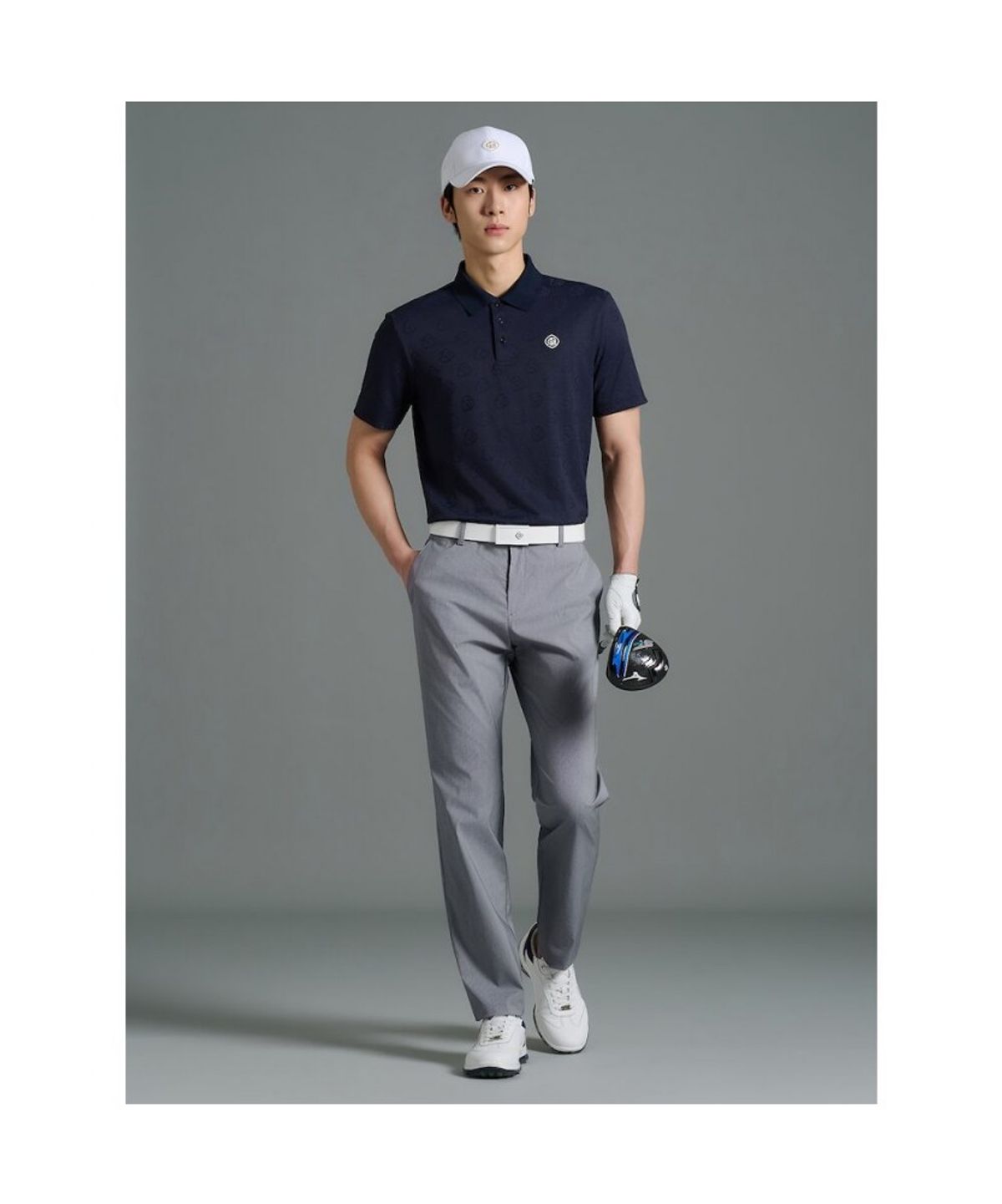 빈폴골프(BEANPOLE GOLF) 남성 여름 잔패턴 스트레이트 팬츠 - 라이트 그레이
