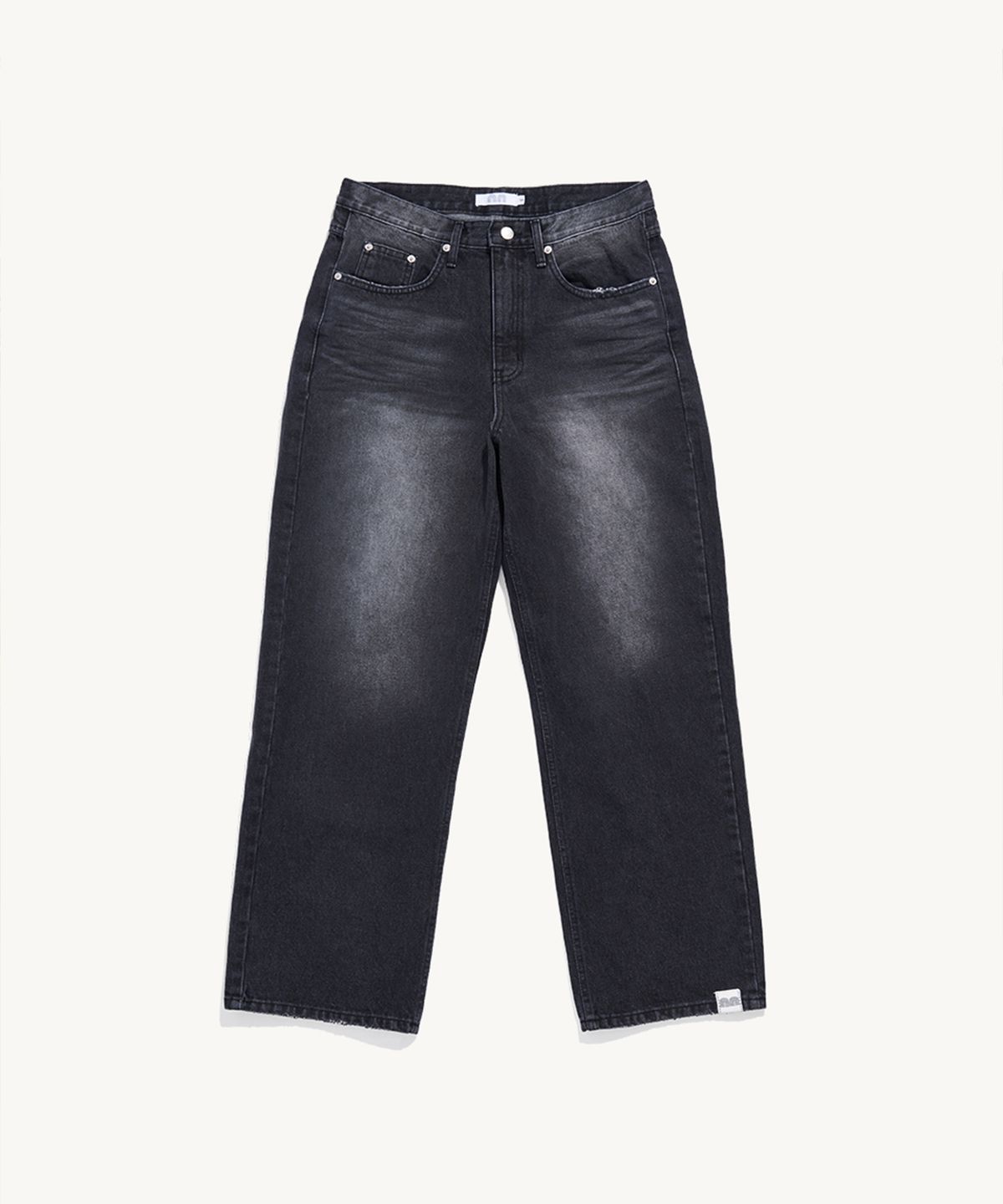 낫뉴(NOT NEW) nn Label Denim Pants Washed Black