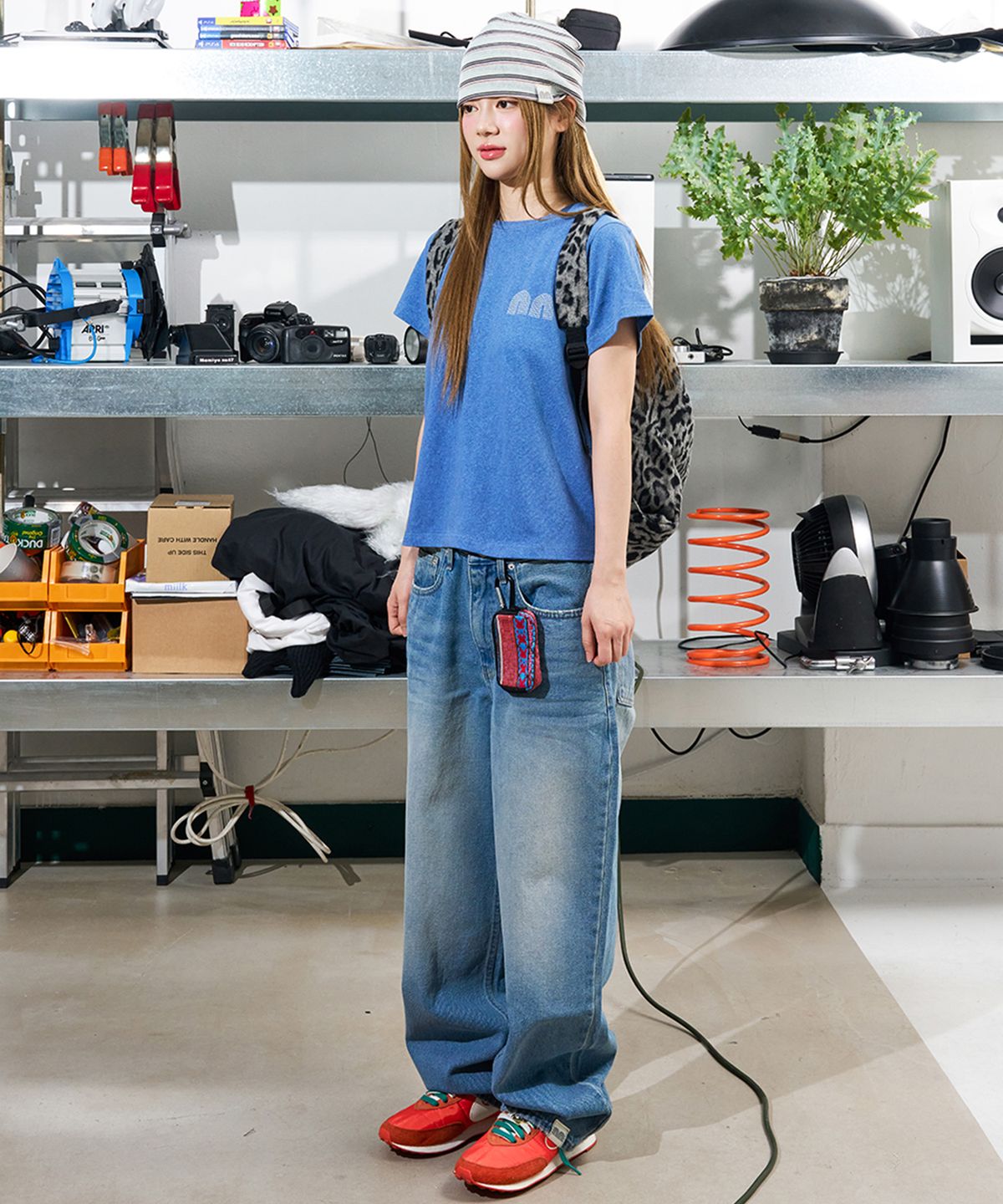낫뉴(NOT NEW) nn Label Denim Pants Washed Blue