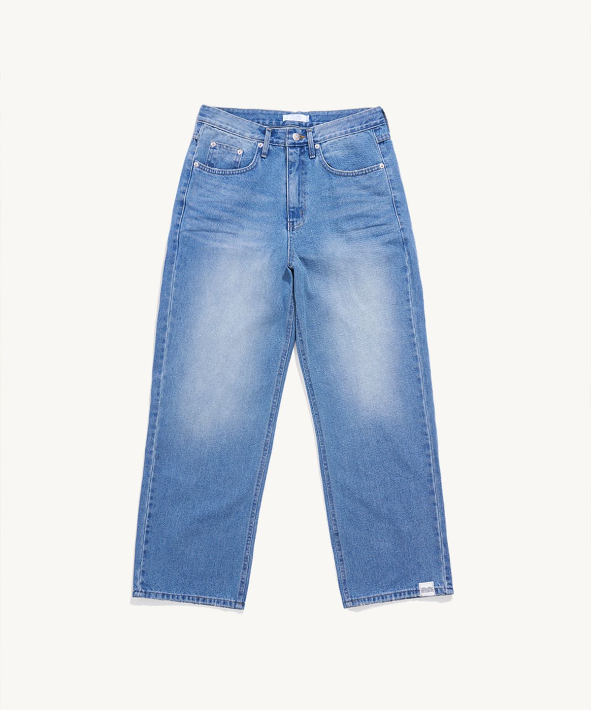 낫뉴(NOT NEW) nn Label Denim Pants Washed Blue