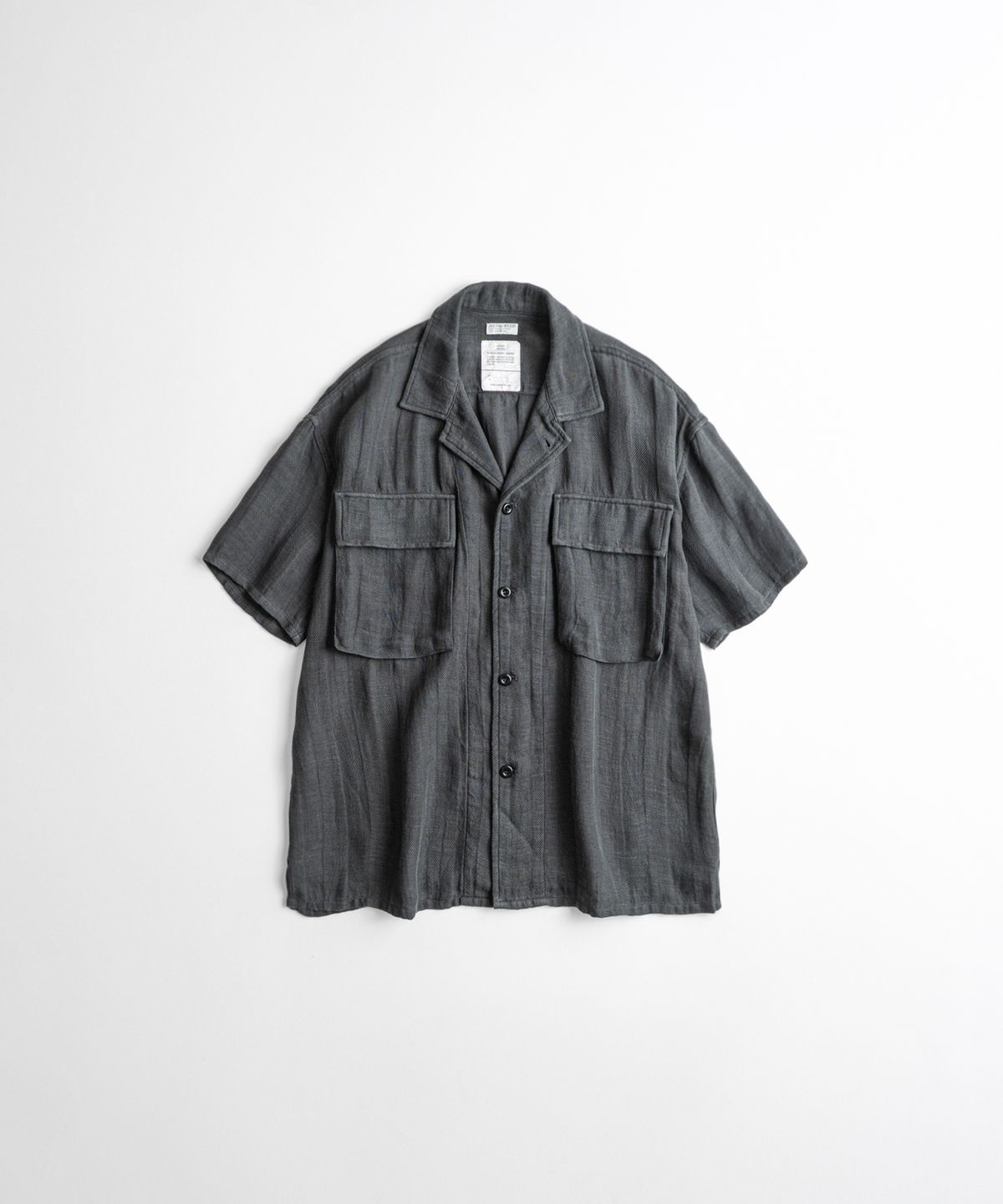 비헤비어(BEHEAVYER) DYED HBT LINEN M43 1/2 SHIRTS anthracite