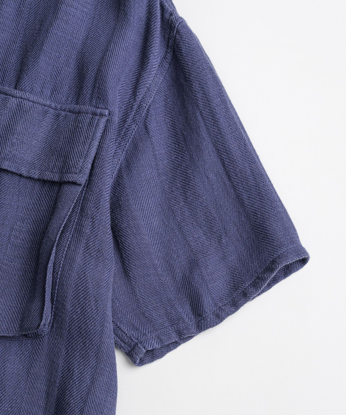 비헤비어(BEHEAVYER) DYED HBT LINEN M43 1/2 SHIRTS purple navy