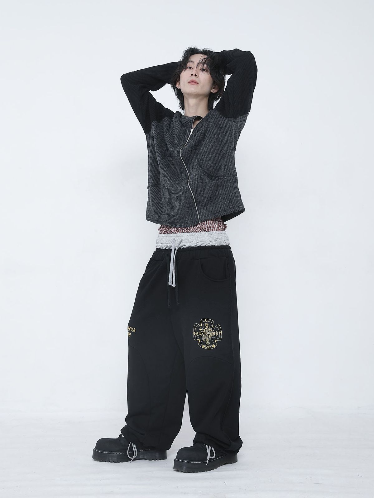 쿠테나이 케이브(KUTENAI CAVE) [1size]Trompe l oeil 3layered sagging pants