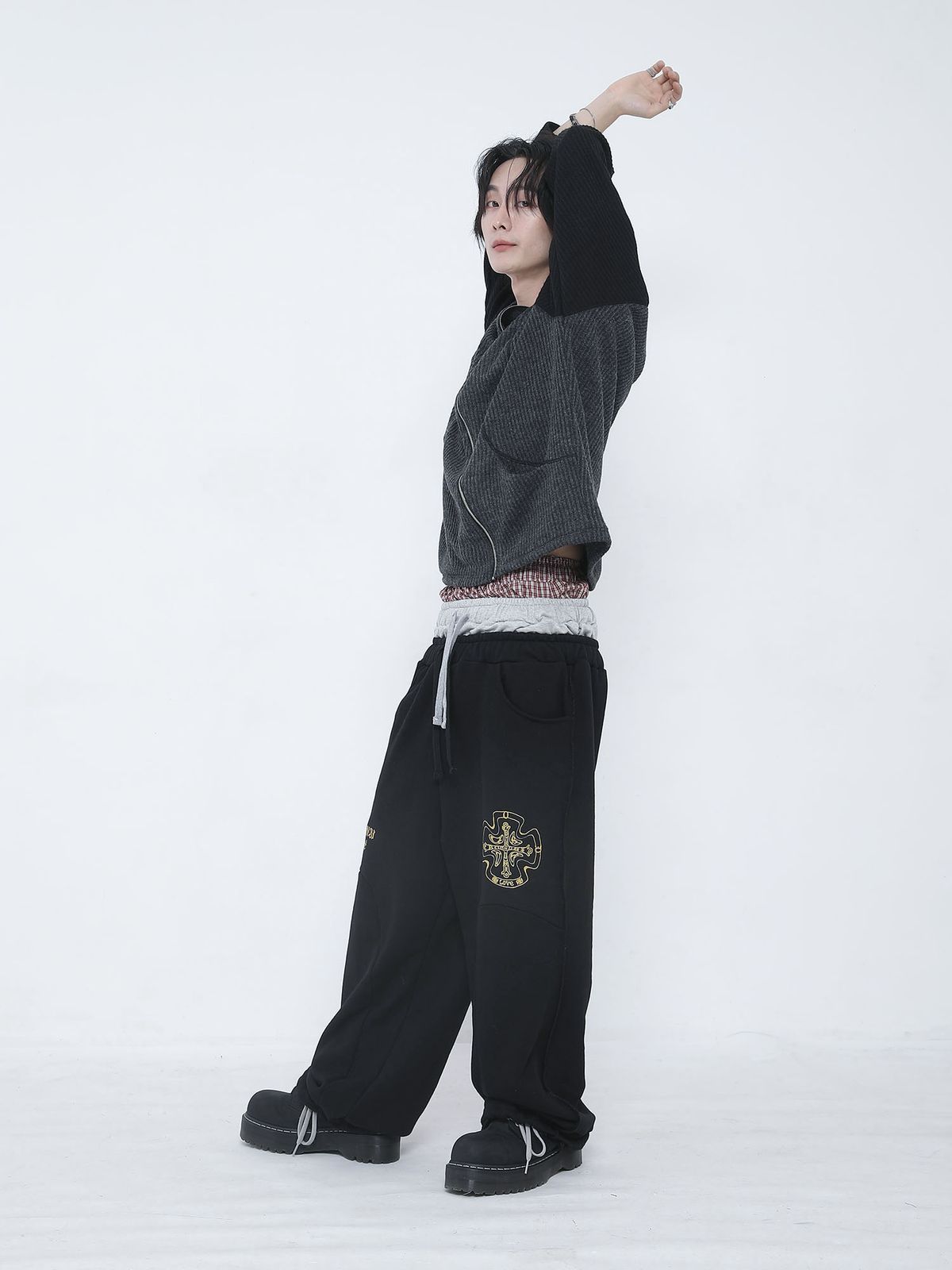 쿠테나이 케이브(KUTENAI CAVE) [1size]Trompe l oeil 3layered sagging pants
