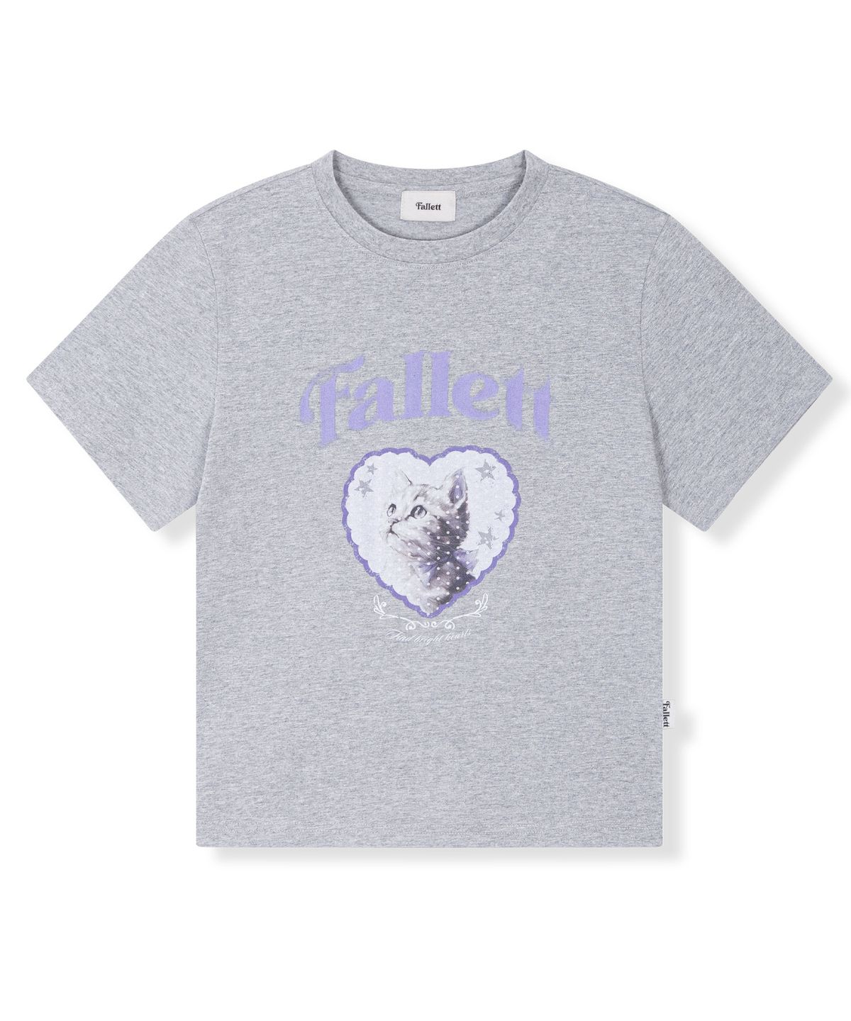 팔렛(FALLETT) 캣 하트 티셔츠 멜란지 그레이