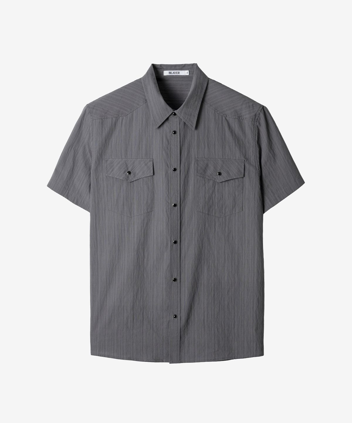 블레이어(BLAYER) 카프카 웨스턴 스트라이프 하프 셔츠 [GREY]