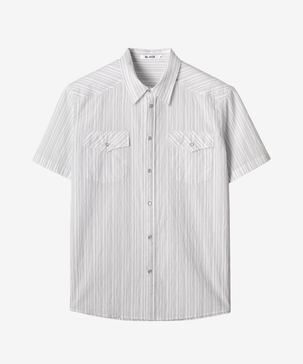 블레이어(BLAYER) 카프카 웨스턴 스트라이프 하프 셔츠 [WHITE]