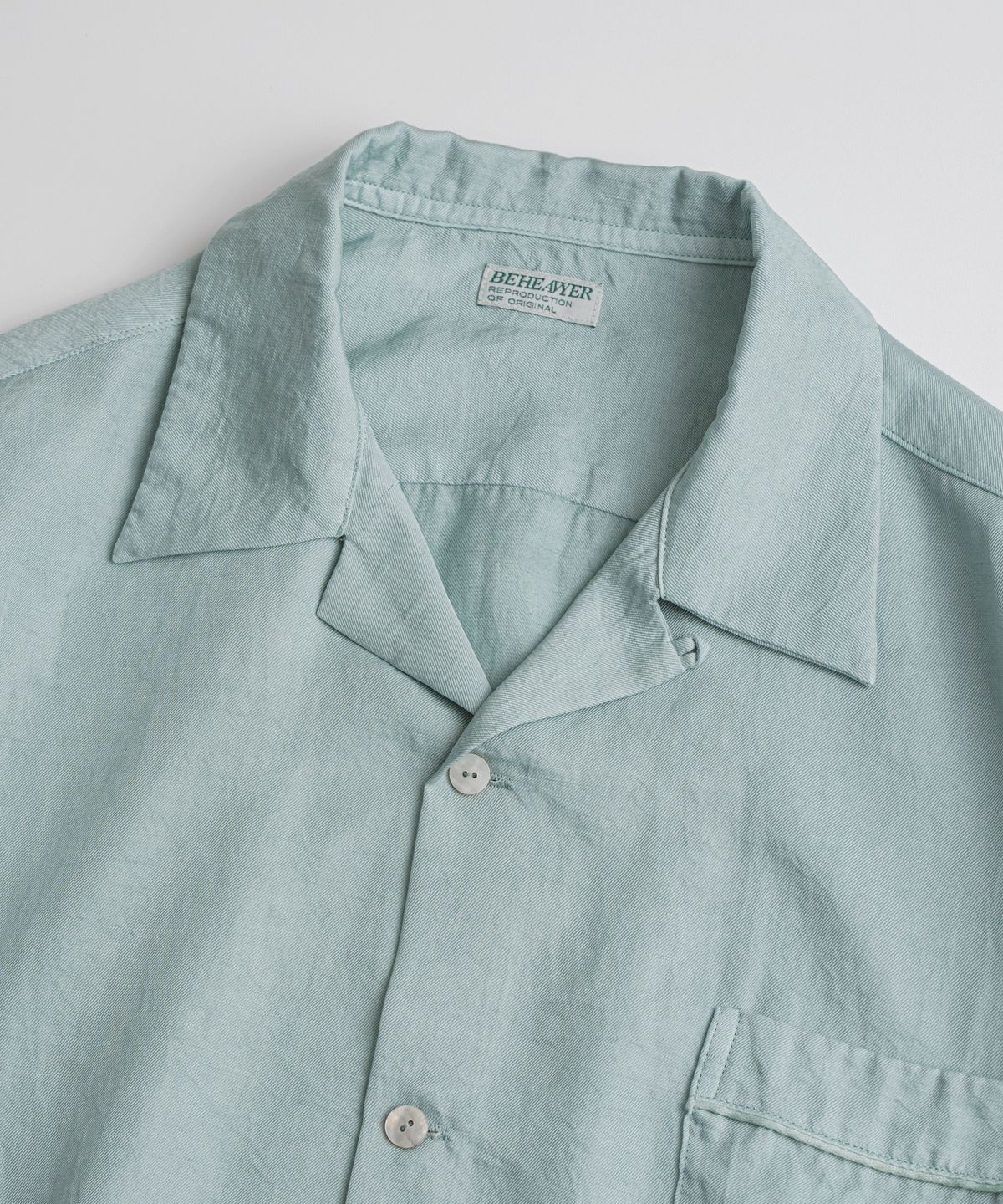 비헤비어(BEHEAVYER) DYED CUPRO BOWLING 1/2 SHIRTS mint
