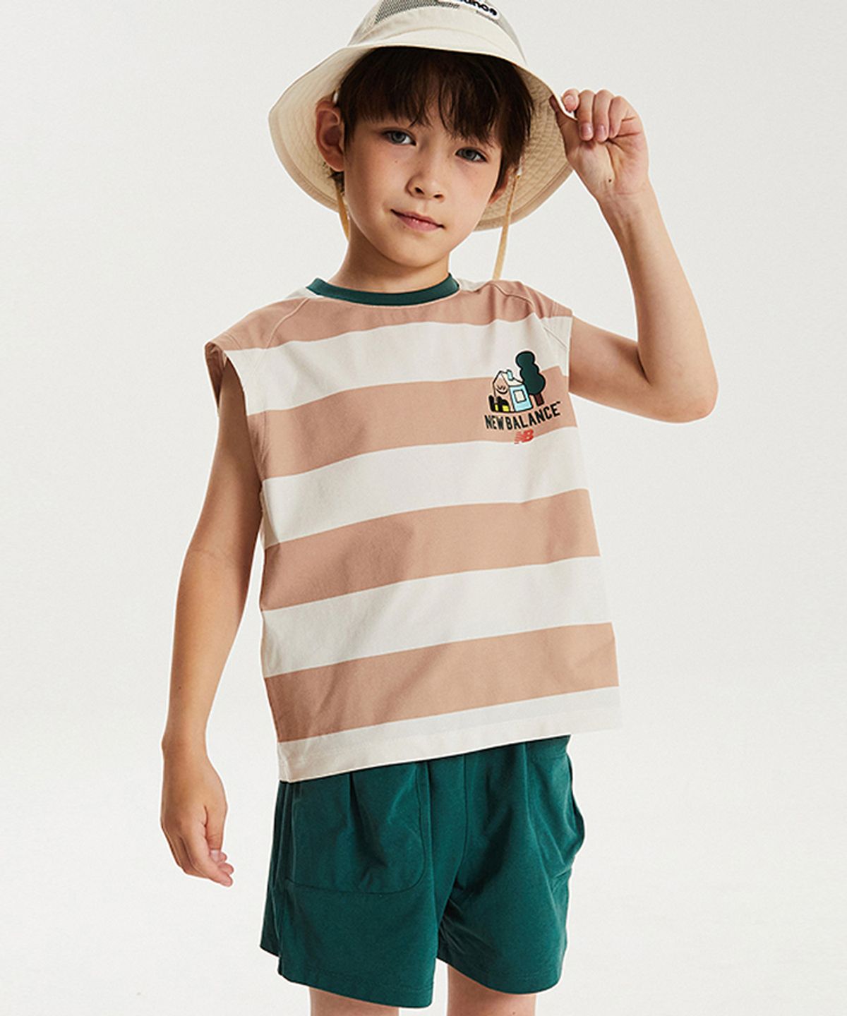 뉴발란스 키즈(NEWBALANCEKIDS) Sweet home_아동 스트라이프 나시 반바지 셋업 NK9YG2552U35