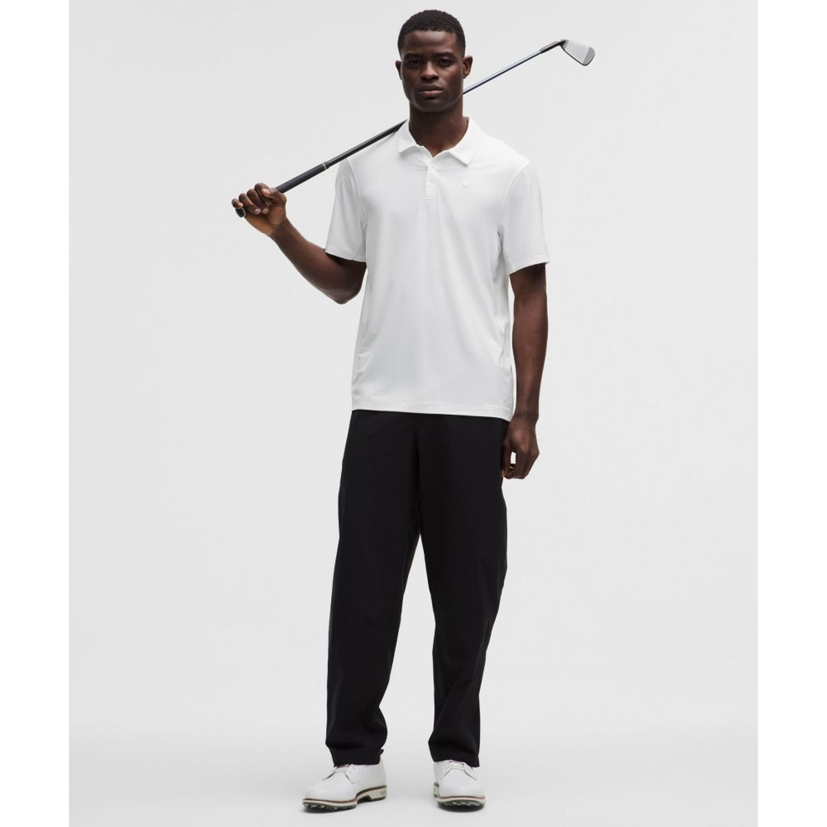 룰루레몬(LULULEMON) 로고 스포츠 폴로 숏슬리브  WHT