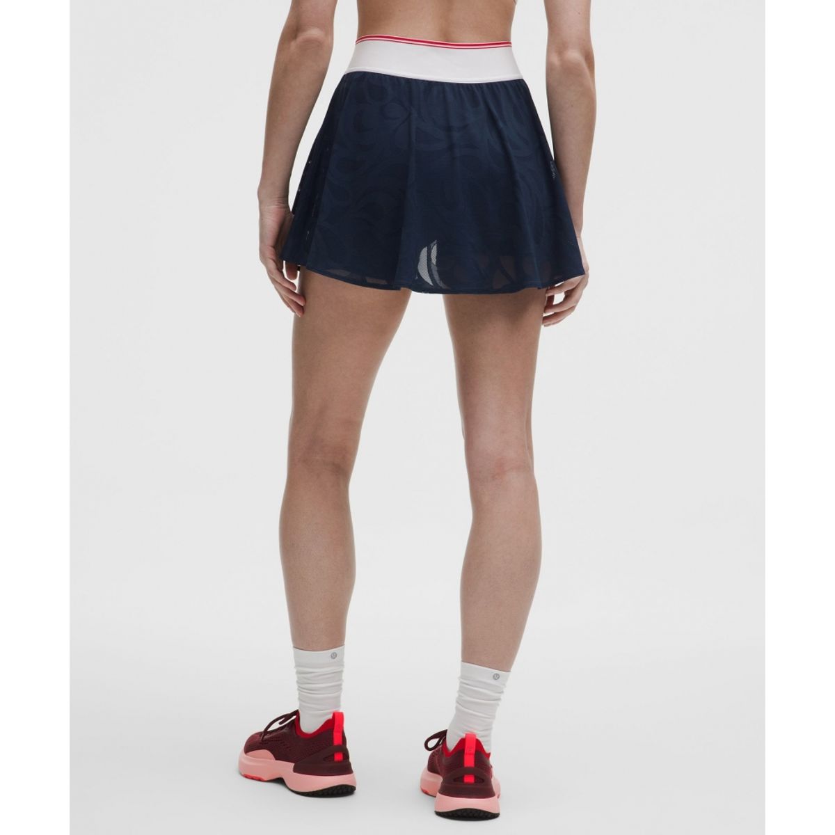 룰루레몬(LULULEMON) 페이즐리 메쉬 하이라이즈 테니스 스커트  CLBL WHT OXFD