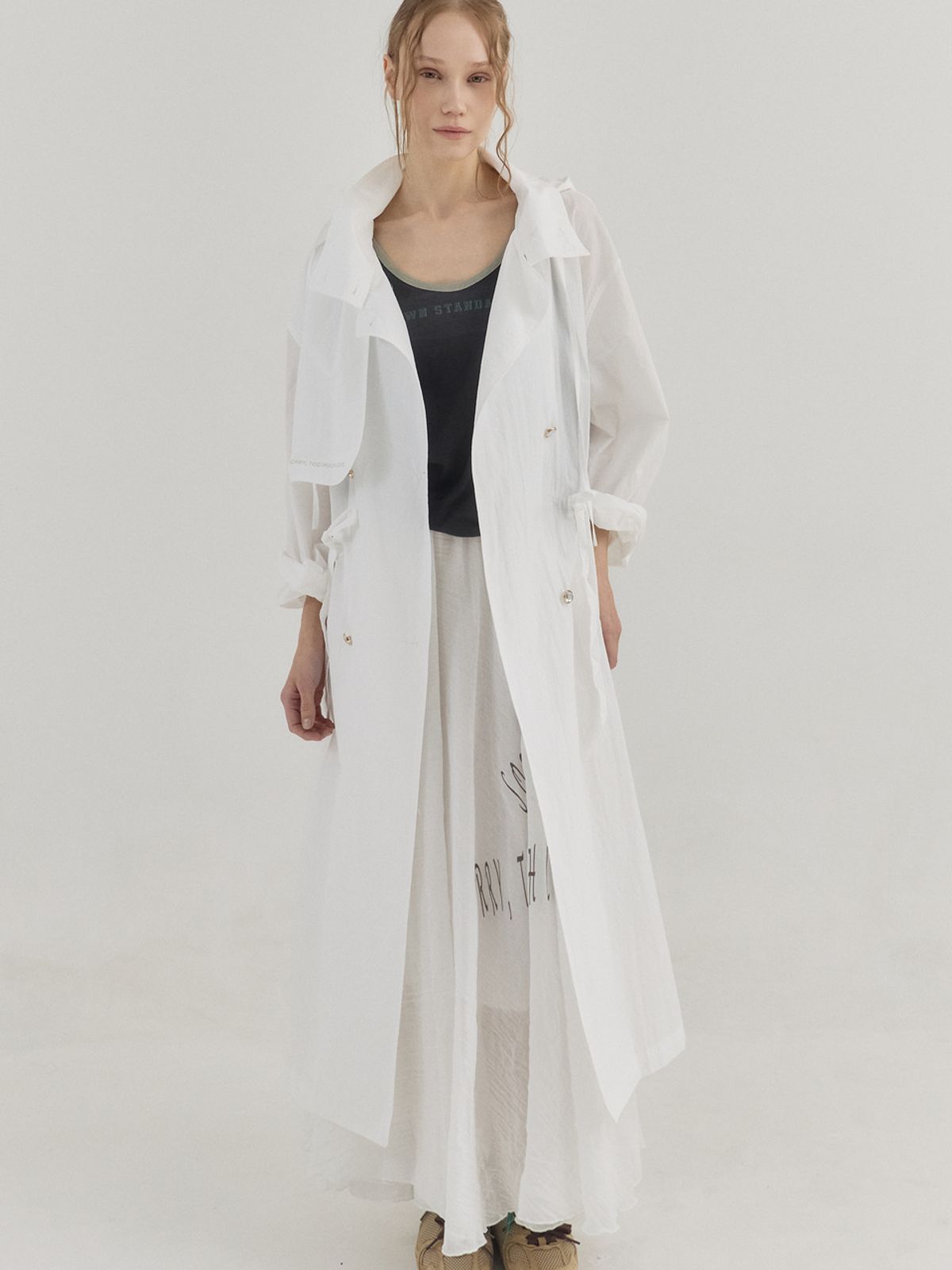 쏘리, 투 머치 러브(SORRY, TOO MUCH LOVE) Sheer Hooded  Coat_White