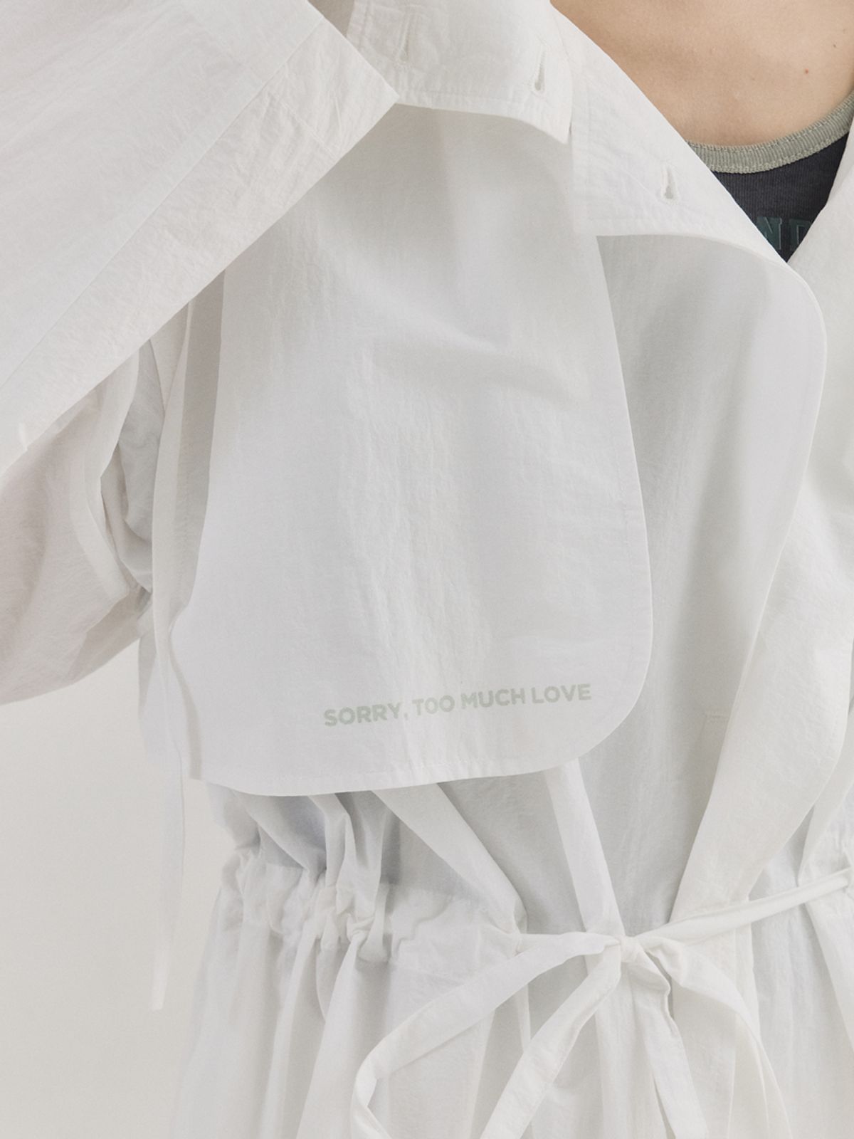 쏘리, 투 머치 러브(SORRY, TOO MUCH LOVE) Sheer Hooded  Coat_White