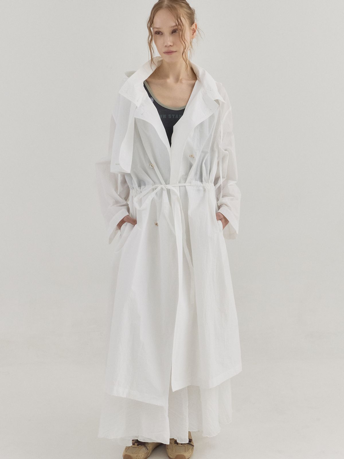 쏘리, 투 머치 러브(SORRY, TOO MUCH LOVE) Sheer Hooded  Coat_White