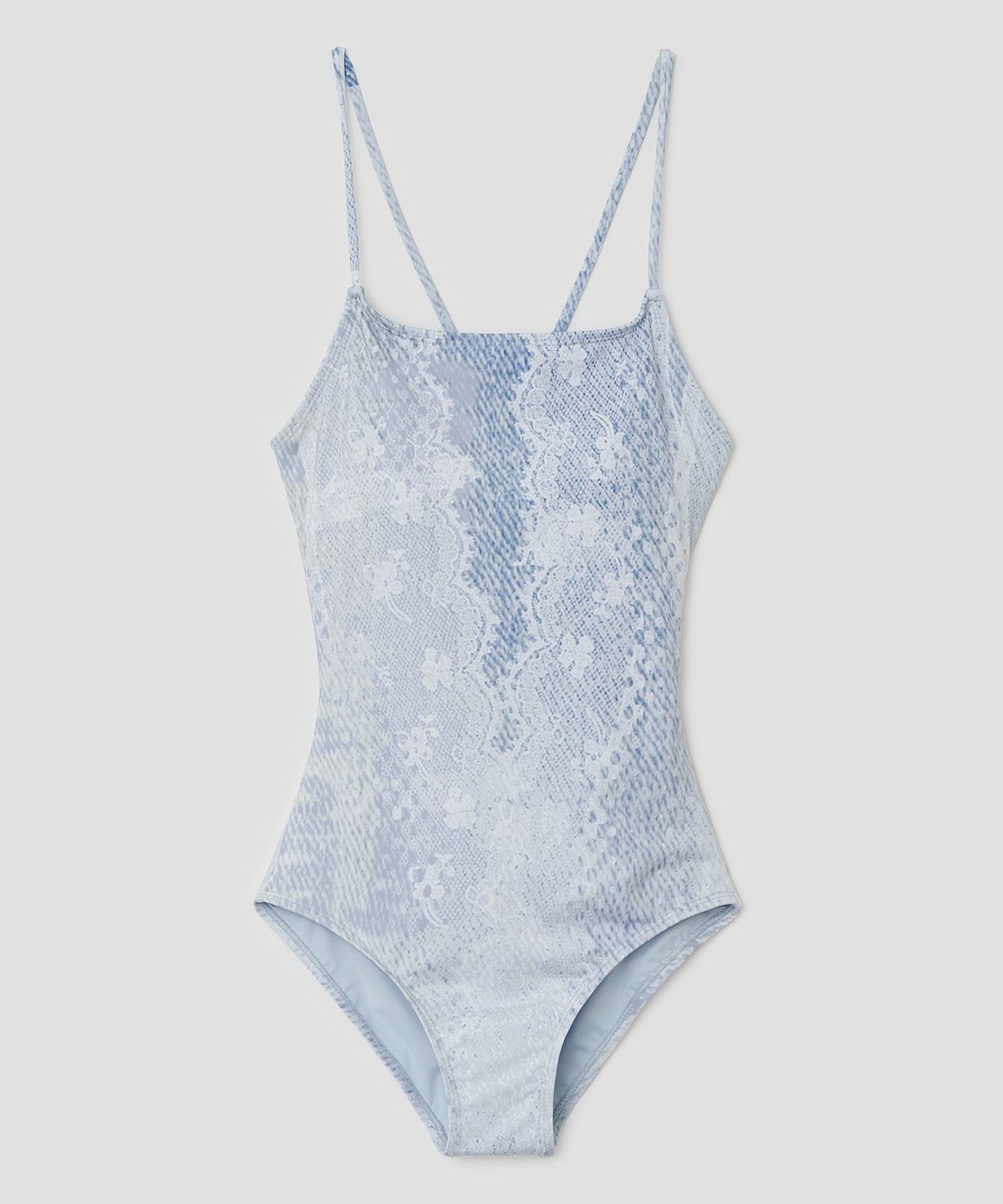 타입서비스(TYPESERVICE) Lace Print Backless Swimsuit [Blue]