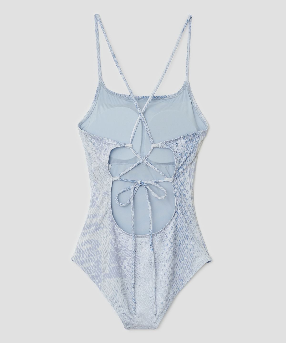 타입서비스(TYPESERVICE) Lace Print Backless Swimsuit [Blue]