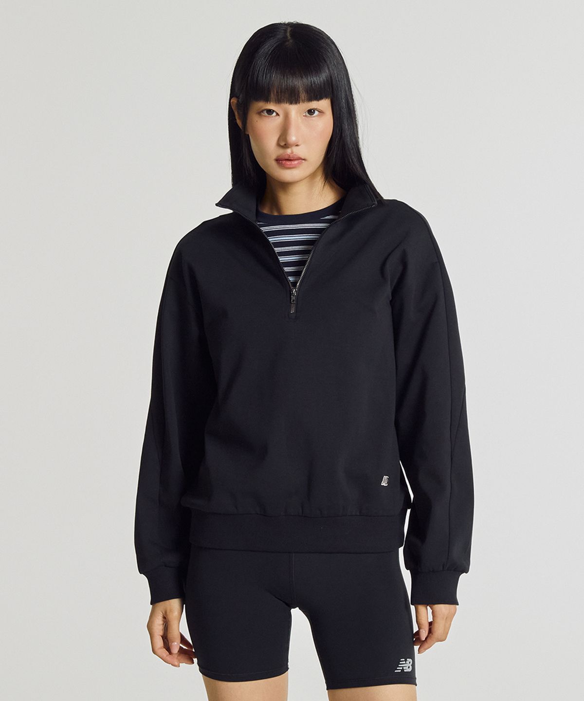 뉴발란스(NEW BALANCE) NBNCG2W122 / WOMEN 에센셜 쿼터집 (BLACK)