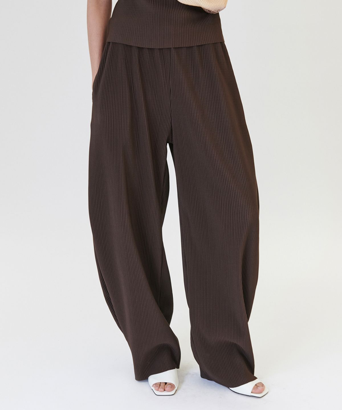 프로젝트 웨이브(PROJECT WAVE) Pleated Round Banding Pants [BROWN]