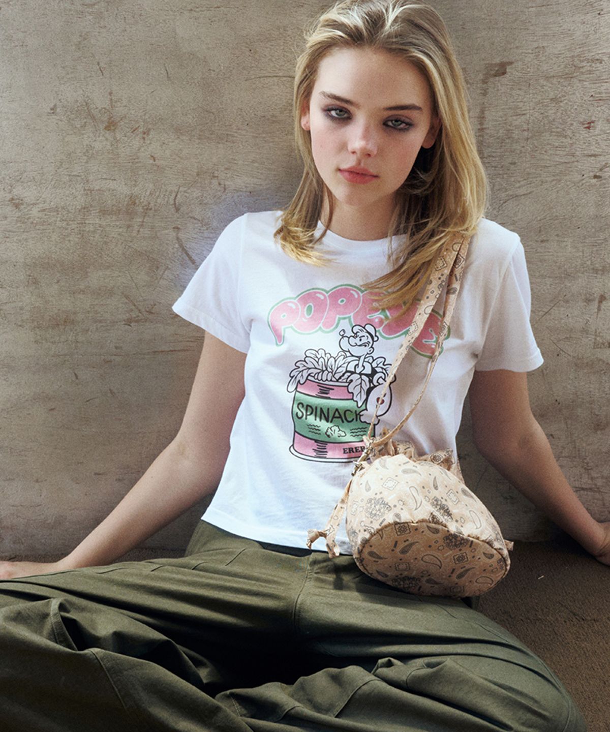 에르에르(ERER) Cropped Popeye Graphic T-Shirt White