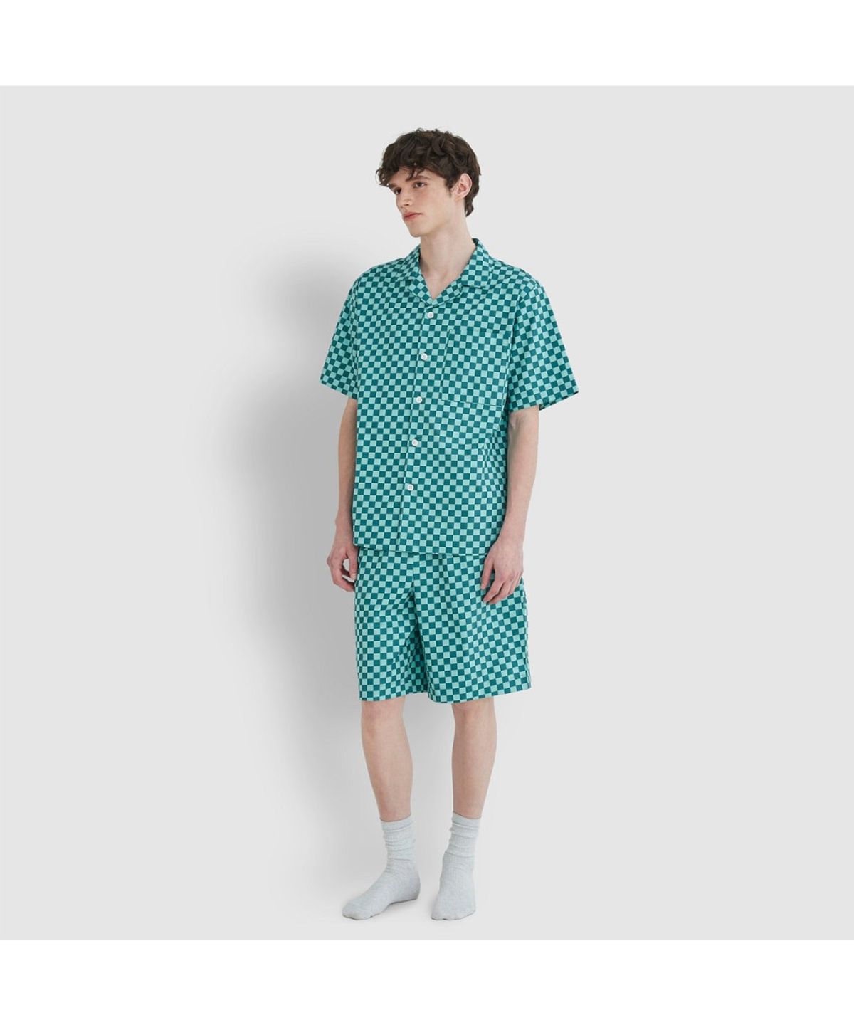 자주(JAJU) [Patina by JAJU] UNI 세일링 코튼 5부 파자마 세트_다크 그린