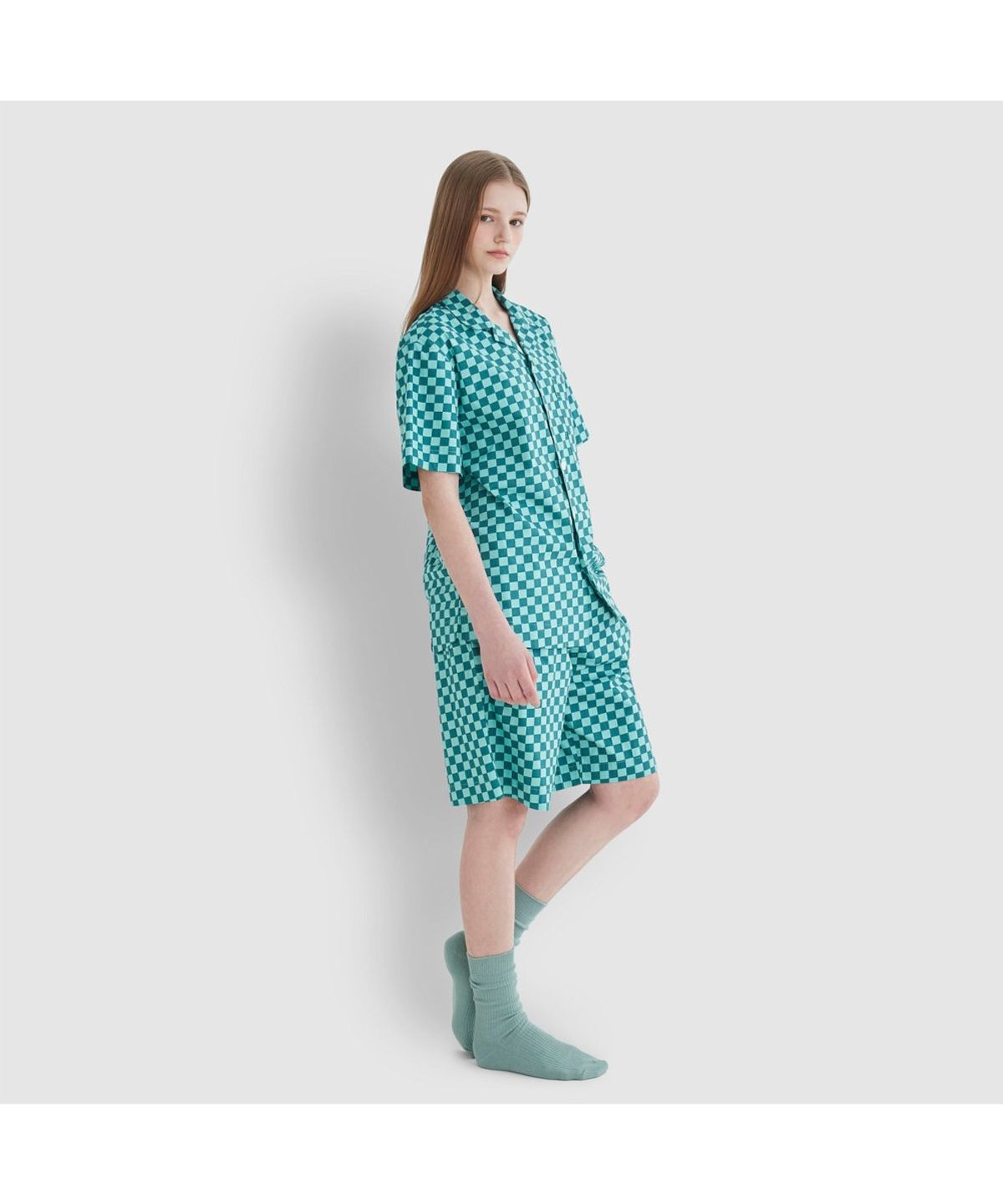 자주(JAJU) [Patina by JAJU] UNI 세일링 코튼 5부 파자마 세트_다크 그린