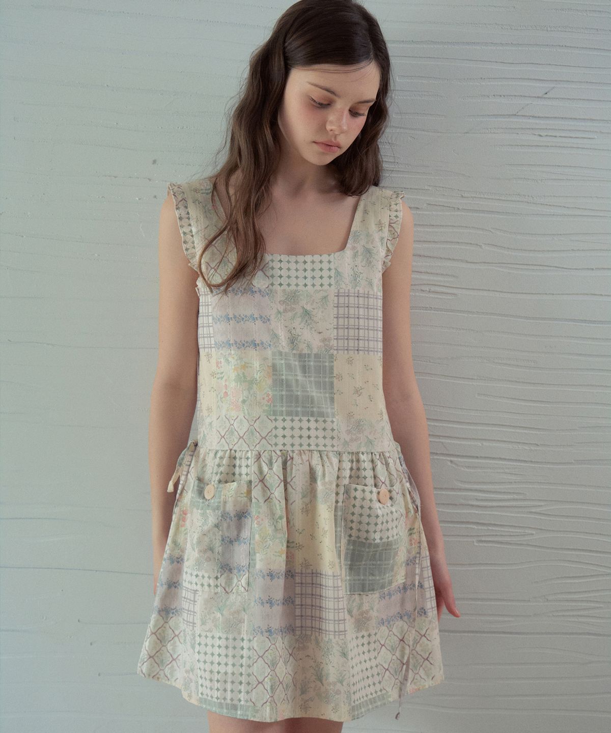 아우어노스텔지아(OURNOSTALGIA) Patchwork Apron Dress_Light Purple(OB6OP04)