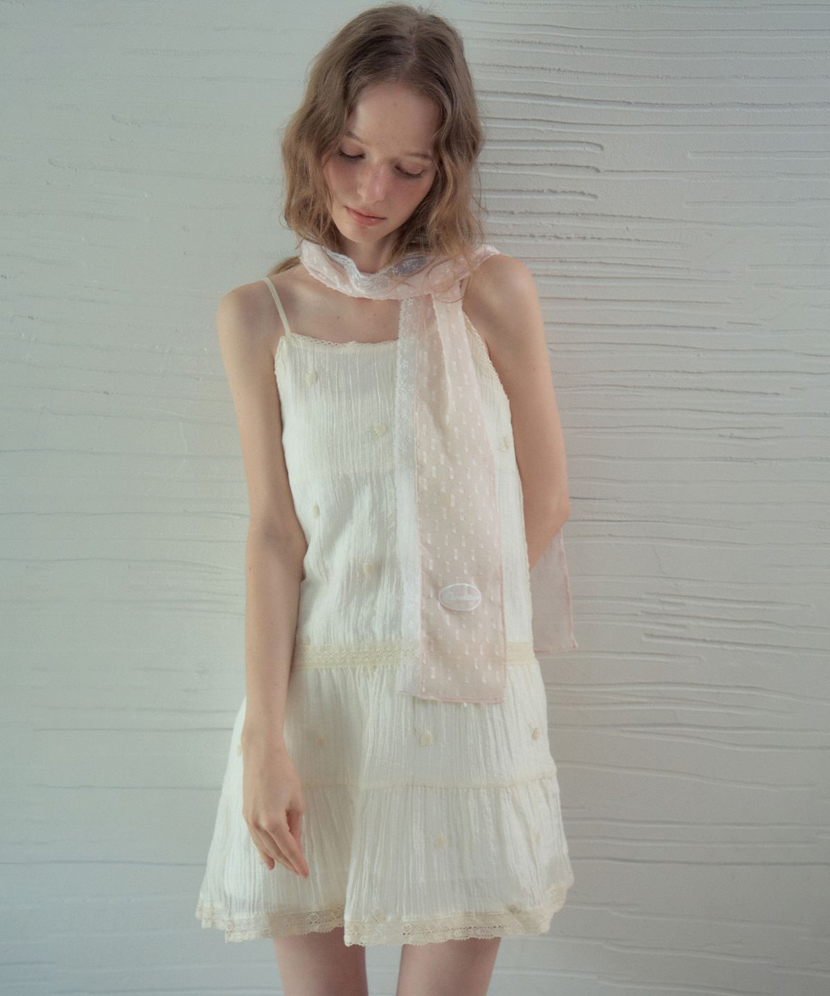 아우어노스텔지아(OURNOSTALGIA) Boucle Flower Tiered Dress_Ivory(OB6OP06)