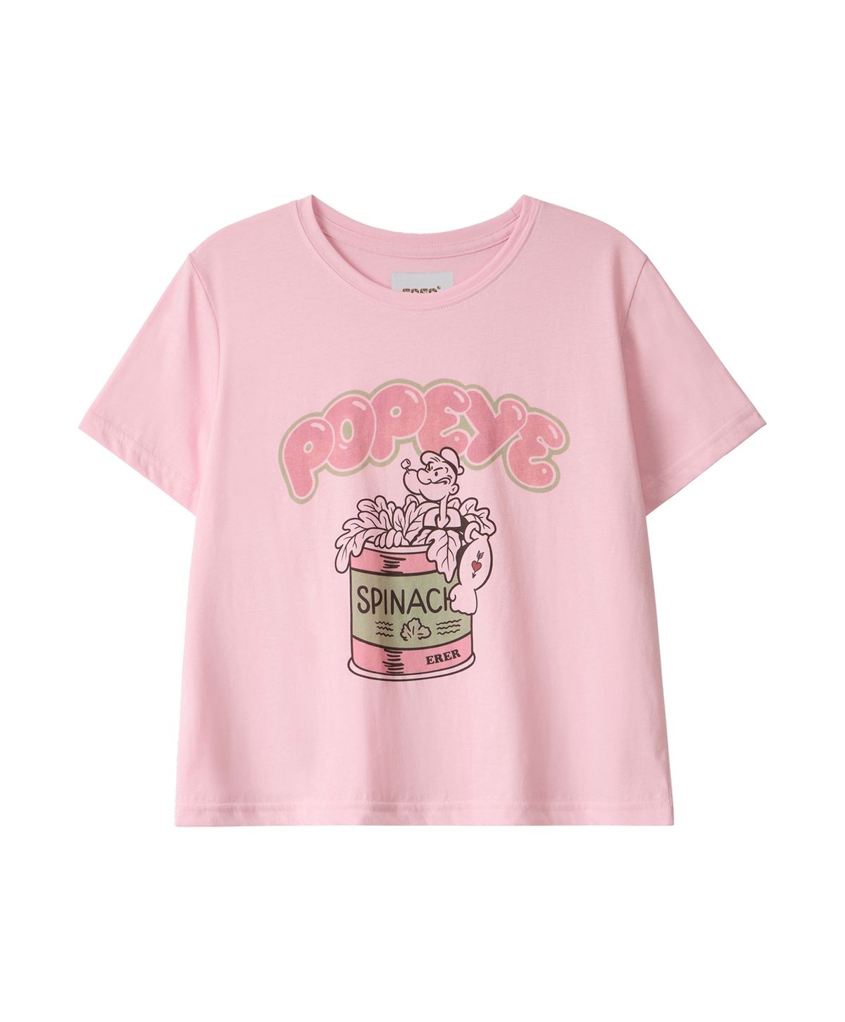 에르에르(ERER) Cropped Popeye Graphic T-Shirt Pink