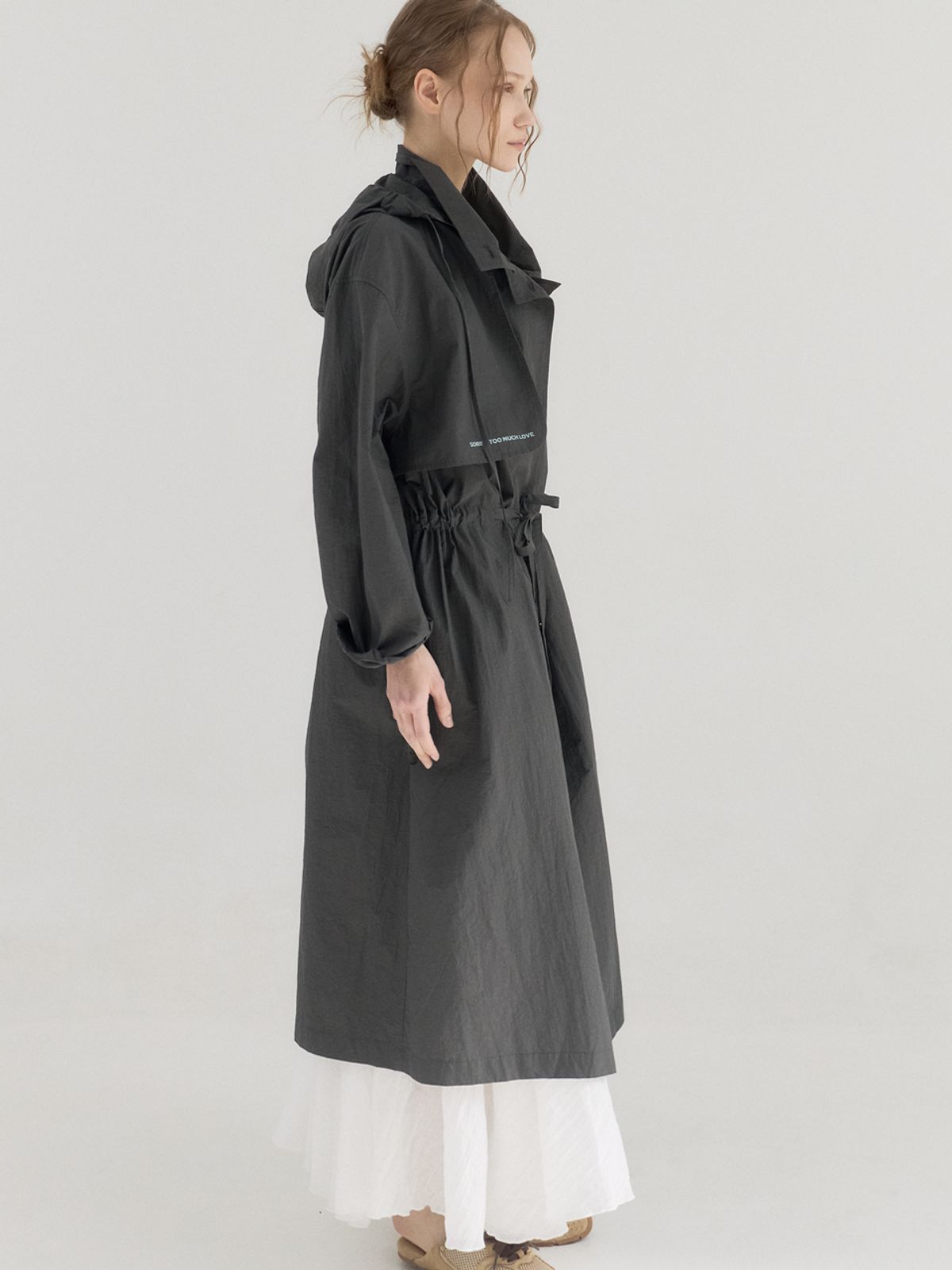 쏘리, 투 머치 러브(SORRY, TOO MUCH LOVE) Sheer Hooded  Coat_Black