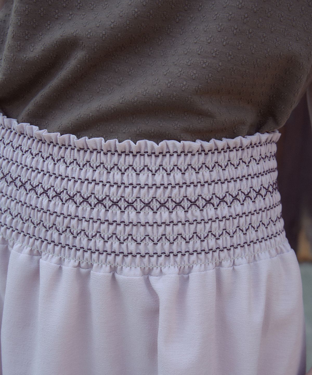 아우어노스텔지아(OURNOSTALGIA) Linen Smocked Skirt_Vintage Pink(OB6SK06)