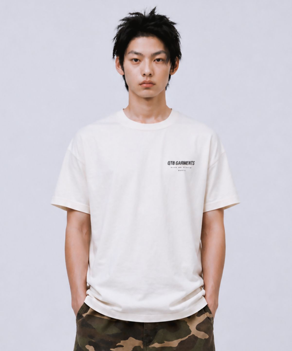 큐티에잇 가먼츠(QT8 GARMENTS) LB Pigment Simple Logo Tee (Ecru)