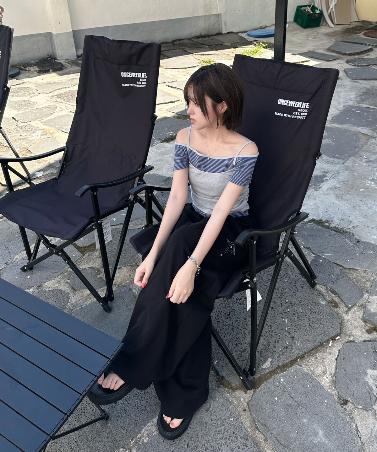 미쏘(MIXXO) 배색 레이어드 반팔 티셔츠_MIWHWG703A