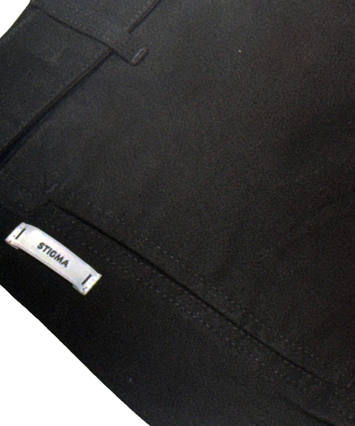 스티그마(STIGMA) WASHED BELT CURVED PANTS BLACK