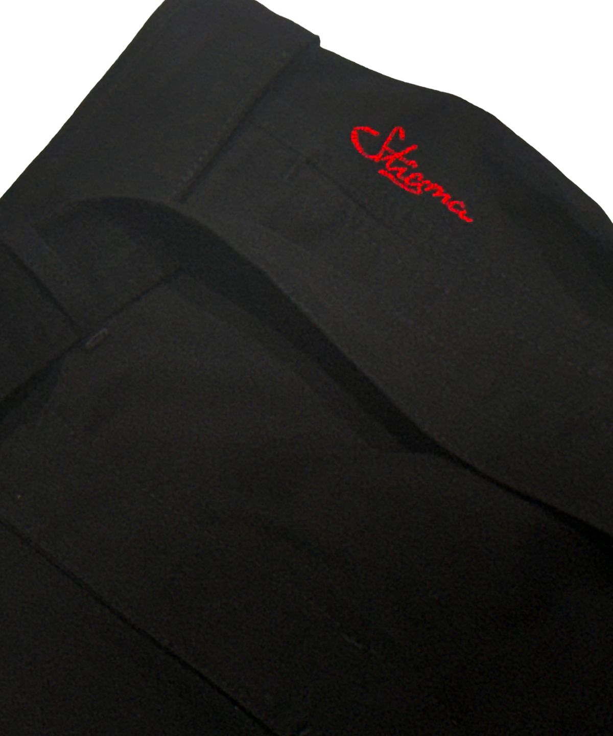 스티그마(STIGMA) WASHED BELT CURVED PANTS BLACK